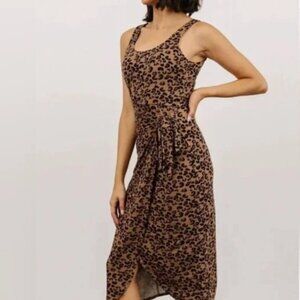 Olivia Grey Wrap Dress Leopard Print Tank Top S